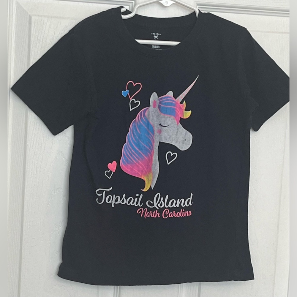 Unicorn Topsail Island NC Tee, Girls size 6/8